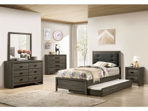Roanne 4 Piece Youth Bedroom Set in Gray/Charcoal Finish by Furniture of America - FOA-7927