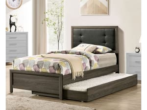 Roanne Twin Bed in Gray/Charcoal Finish by Furniture of America - FOA-7927-B
