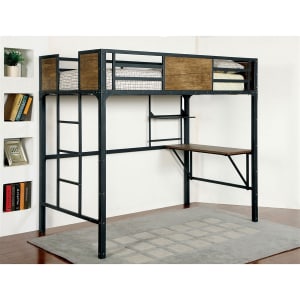 Clapton Twin/Workstation Bunk Bed in Black Finish by Furniture of America - FOA-CM-BK029TD
