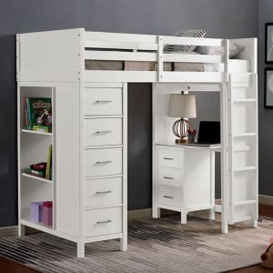 Cassidy Twin Loft Bed in White Finish by Furniture of America - FOA-CM-BK970