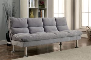 Saratoga Futon Sofa in Gray/Chrome Finish by Furniture of America - FOA-CM2902GY