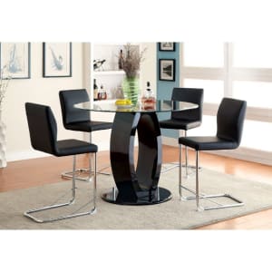 Lodia II 5 Piece Counter Height Dining Set by Furniture of America - FOA-CM3825BK-RPT