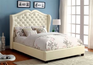 Monroe Bed in Ivory Finish by Furniture of America - FOA-CM7016IV-B