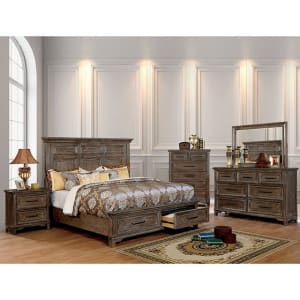 Oberon 6 Piece Bedroom Set in Rustic Oak Finish by Furniture of America - FOA-CM7845