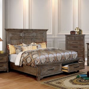 Oberon Bed in Rustic Oak Finish by Furniture of America - FOA-CM7845-B