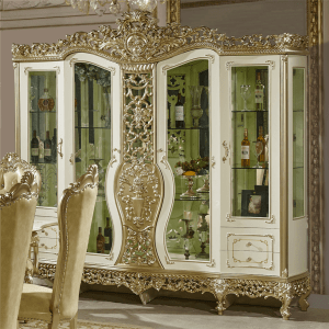 China Cabinet in Gold and White Finish by Homey Design - HD-1812-CB