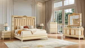 6 Piece Bedroom Set in Rich Multi-Tone Finish by Homey Design - HD-1882