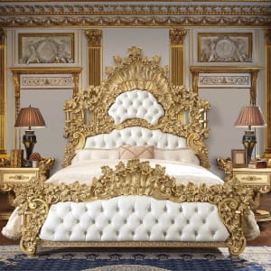 Luxurious Carved Button Tufted 6 Piece Bedroom Set by Homey Design - HD-8086