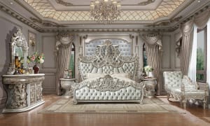 Luxurious Carved Button Tufted 6 Piece Bedroom Set by Homey Design - HD-8088