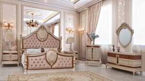 6 Piece Eastern King Bedroom Set in Gold/Cherry/Pearl Finish by Homey Design - HD-9021