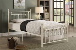 Lia Twin Metal Platform Bed in White by Home Elegance - HEL-2048TW-1