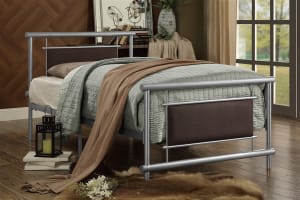 Gavino Twin Metal Platform Bed in Gray by Home Elegance - HEL-2049T-1