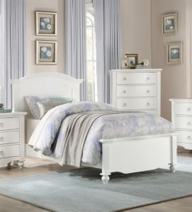 Meghan Twin Platform Bed in White Finish by Home Elegance - HEL-2058WHT-1