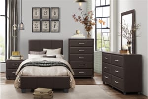 Lorenzi 4 Piece Youth Bedroom Set in Dark Brown Finish by Home Elegance - HEL-2220TDBR-1-4
