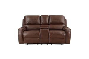 Newnan Double Glider Reclining Love Seat in Brown Fabric by Home Elegance - HEL-8549BRW-2