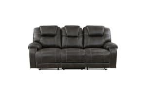 Gainesville Double Reclining Sofa in Chocolate Fabric by Home Elegance - HEL-8560PM-3
