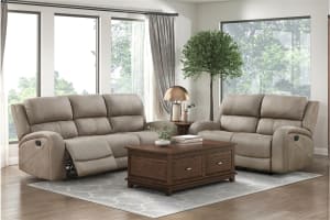 Pagosa 2 Piece Double Reclining Sofa Set in Brown Fabric by Home Elegance - HEL-9601BR