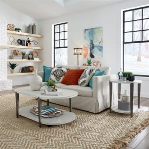 Sterling Oval Cocktail Table in Weathered White Finish by Liberty Furniture - 127-OT1010