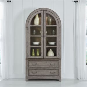 River Place Curio Cabinet in Riverstone White and Tobacco Finish by Liberty Furniture - LIB-237G-DR-CC