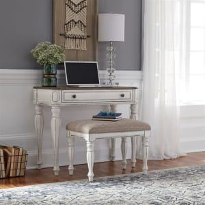 Magnolia Manor Accent Vanity Desk and Bench in Antique White Finish by Liberty Furniture - 244-AT-VN