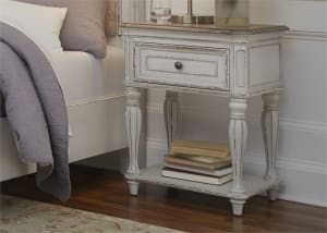 Magnolia Manor Leg Night Stand in Antique White Finish by Liberty Furniture - 244-BR63
