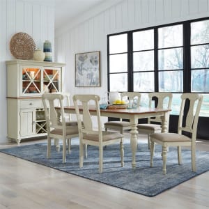 Ocean Isle 7 Piece Splat Back Side Chairs Dining Set in Bisque with Natural Pine Finish by Liberty Furniture - 303-CD-7RLS