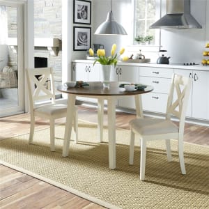 Thornton 3 Piece Drop Leaf Table Dining Set in Cream Finish with Brown Top by Liberty Furniture - 364-CD-3DLS
