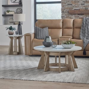 Berkley Square 3 Piece Round Cocktail Table Set in Linen and Khaki Finish by Liberty Furniture - LIB-465-OT-O3PCS