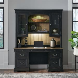 Meritage Credenza and Hutch in Aged Charcoal Finish by Liberty Furniture - LIB-532-HO-CHS