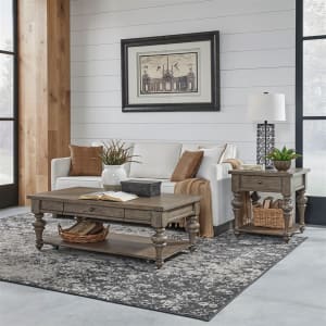 Americana Farmhouse Rectangular Cocktail Table in Taupe Finish by Liberty Furniture - 615-OT1010