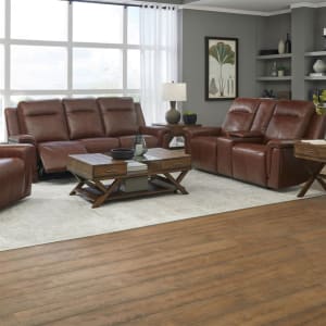 Avery 2 Piece Sofa Set in Cognac Leather Finish by Liberty Furniture - LIB-7001CG-UPH-SOLO