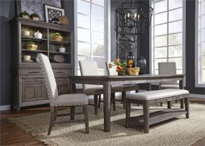 Artisan Prairie Rectangular Leg Table 6 Piece Dining Set in Wirebrushed Aged Oak Finish by Liberty Furniture - 823-DR-6RTS