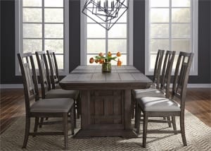 Artisan Prairie Trestle Table 5 Piece Dining Set in Wirebrushed Aged Oak Finish by Liberty Furniture - 823-DR-O5TRS