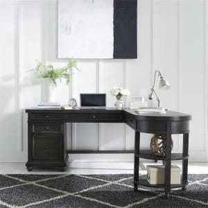 Harvest Home L Shaped Desk in Chalkboard Finish by Liberty Furniture - 879-HO111