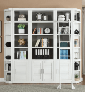 Catalina 5 Piece Home Office Bookcase Library Wall in Cottage White Finish by Parker House - CAT-420-5