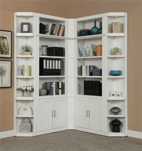 Catalina 5 Piece Corner Bookcase in Cottage White Finish by Parker House - CAT-420-5C