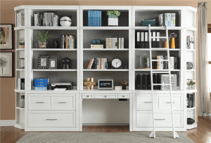 Catalina 8 Piece Home Office Bookcase Library Wall in Cottage White Finish by Parker House - CAT-476-8