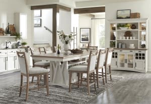 Americana Modern Counter Height Kitchen Island 5 Piece Dining Set in Cotton and Oak Finish by Parker House - DAME-72CH-2-COT-4U