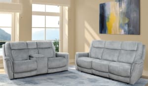 Linus 2 Piece Power Zero Gravity Set in Hudson Grey Fabric by Parker House - MLIN-832PHZ-HGY-SET