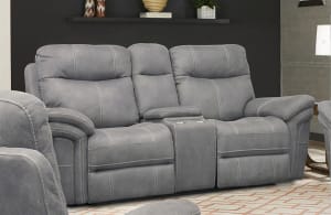 Mason Power Reclining Console Loveseat with Power Headrests and USB Port in Carbon Fabric by Parker House - MMA#822CPH-CRB