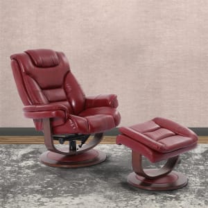 Monarch Swivel Recliner with Ottoman in Rouge Leather by Parker House - MMON-212S-ROU