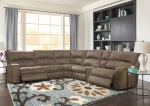 Polaris 6 Piece Power Reclining Sectional with Power Headrests and USB Ports in Kahlua Fabric by Parker House - MPOL-PACKA(H)-KA
