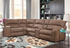 Polaris 5 Piece Power Reclining Sectional with Power Headrests and USB Ports in Kahlua Fabric by Parker House - MPOL-KA-05