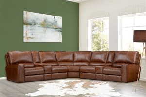 Rockford 7 Piece Power Reclining Sectional in Verona Saddle Leather by Parker House - MROC-7-VSA