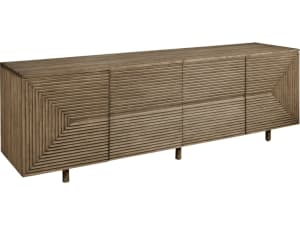 Accents 4-Door Geometric Design Console Table in Medium Wood Finish by Pulaski - PUL-P301671