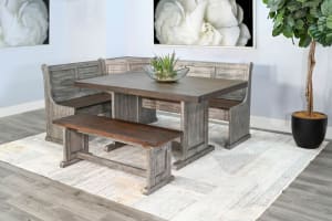 Homestead Hills 4 Piece Breakfast Nook Dining Room Set in Tobacco Leaf and Alpine Grey by Sunny Designs - SD-0113TA