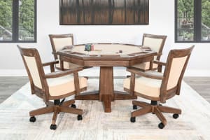 Doe Valley 5 Piece Game and Dining Room Set in Alpine Grey Finish by Sunny Designs - SD-1033BU