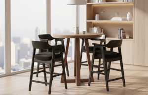 Mia 5 Piece Bar Table Dining Room Set in Cinder and Umbra Black Finish by Sunny Designs - SD-1211CD-1527UM-30
