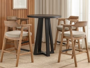 Mia 5 Piece Bar Table Dining Room Set in Umbra Black and Cinder Finish by Sunny Designs - SD-1211UM-1527CD-30