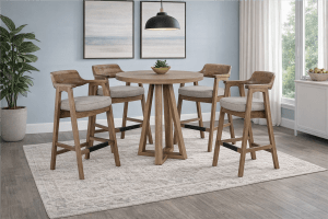 Mia 5 Piece Pub Table Dining Room Set in Wheat and Cinder by Sunny Designs - SD-1211WE-1527CD-30